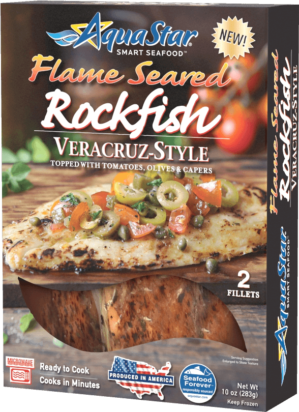 Flame Seared Veracruz-style Rockfish - Aqua Star Flame Seared Teriyaki Salmon 10 Oz. Box (900x1097), Png Download