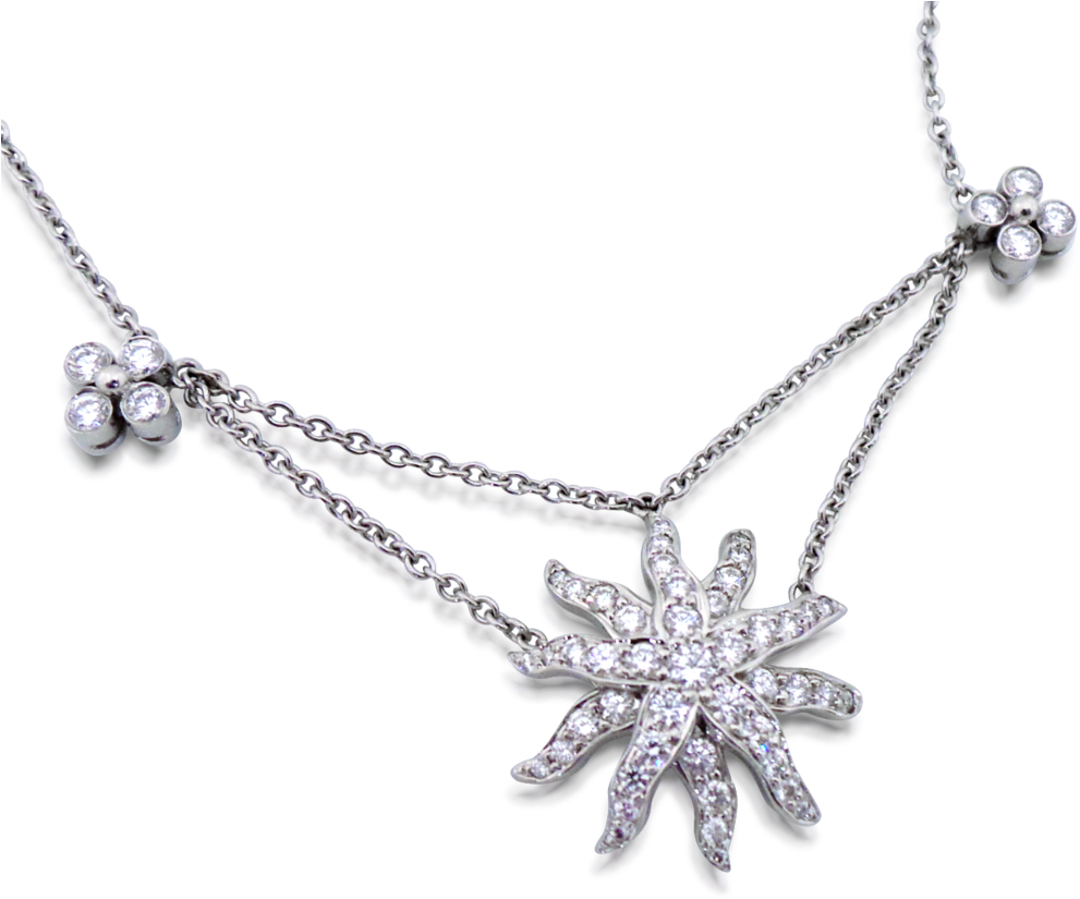 Download A White Gold And Diamond Necklace And Earrings Set Full Size Png Image Pngkit