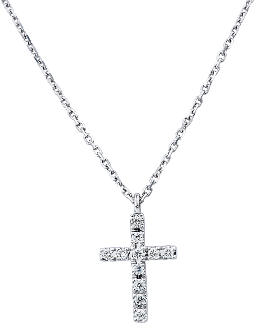 14k White Gold Diamond Cross Necklace - Necklace (1999x1328), Png Download