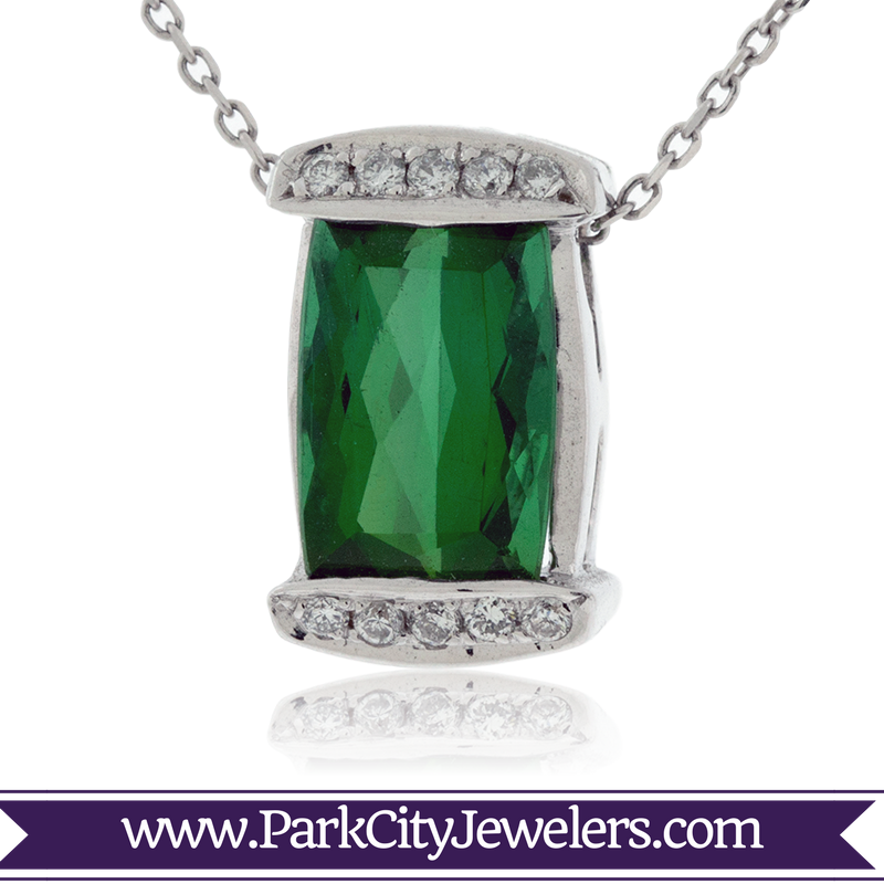 Green Tourmaline And Diamond Necklace - Green Amethyst & Diamond Ring (800x800), Png Download