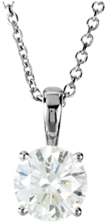 Solitaire Diamond Necklace - Round Diamond Solitaire Pendant Necklace 14k White (400x400), Png Download