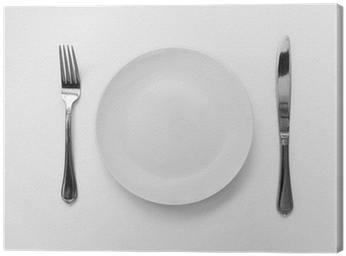 Empty Plate With Knife And Fork Canvas Print • Pixers® - Placemat (400x400), Png Download