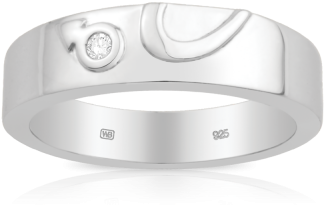 Round Brilliant Cut Diamond Wedding Band Set In Sterling - Wedding Ring (400x400), Png Download