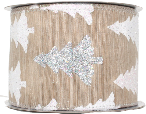 Burlap Glitter Christmas Tree Ribbon - Christmas Tree (480x407), Png Download