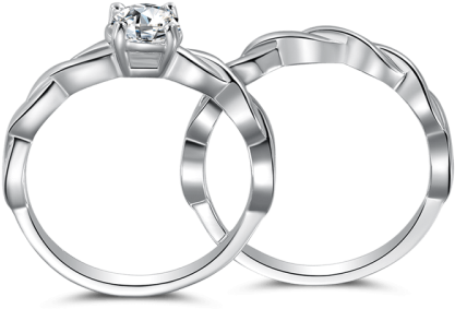 Intertwined Love Engagement Wedding Ring Set Of 2 925 - Wedding Ring (500x500), Png Download