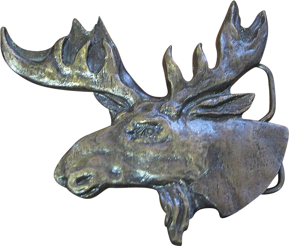 1978 Bergamot Brassworks Moose Head Belt Buckle - Barren Ground Caribou (938x938), Png Download