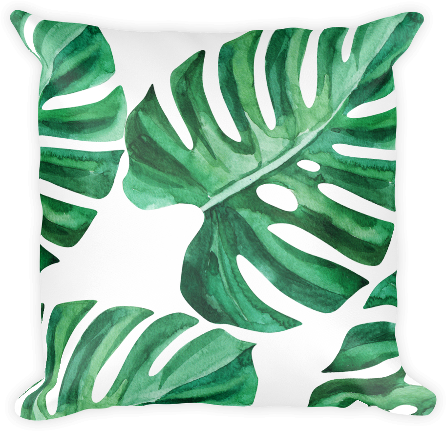 Monstera Leaf Throw Pillow - Throw Pillow (1000x1000), Png Download