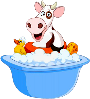 Funny Cow Clip Art - Cow In A Bathtub (400x400), Png Download