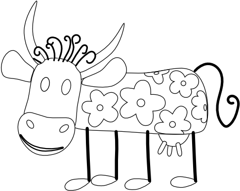Cartoon Cows 2 Black White Line Animal Animal Coloring - Coloring Book (555x462), Png Download