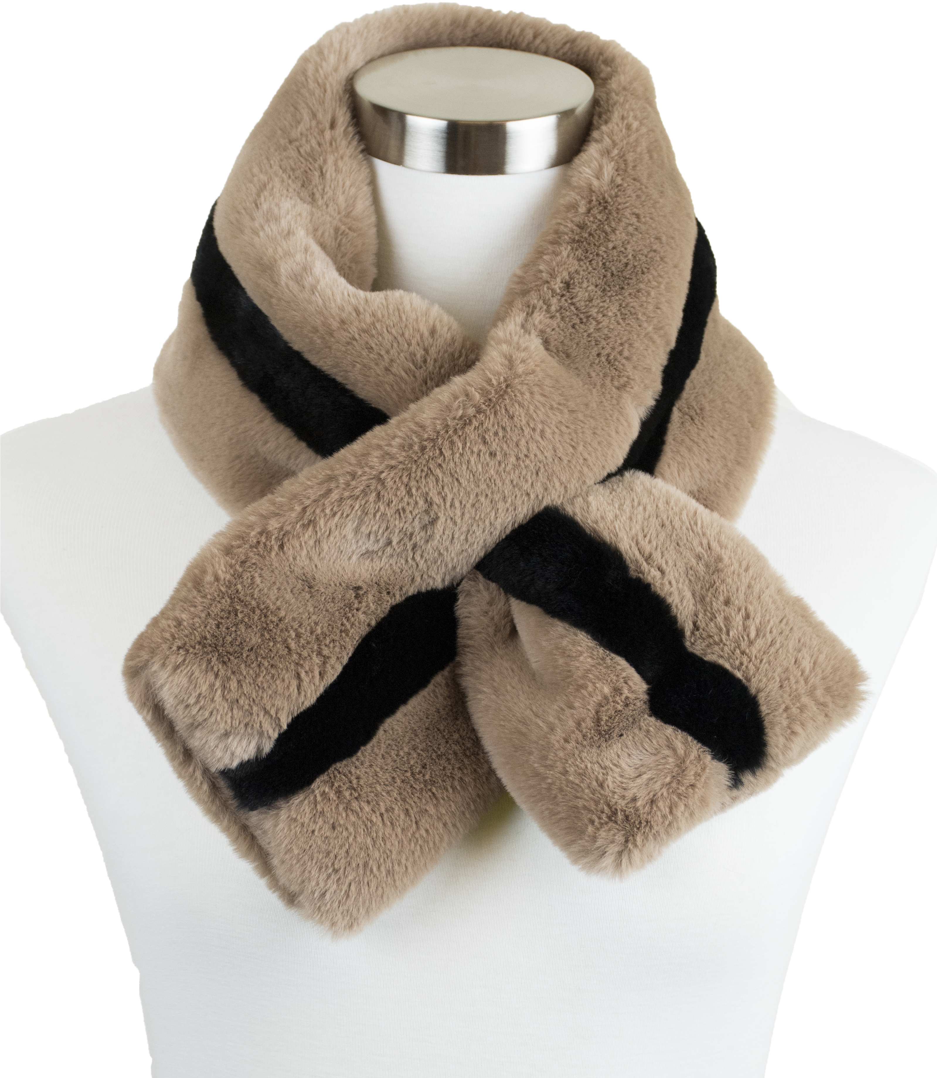 Womens Stripe Two Tone Design Plush Faux Fur Cold Weather (3196x3991), Png Download