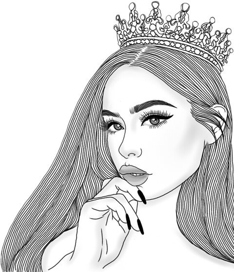 Discover The Coolest - Queen Drawing (480x557), Png Download