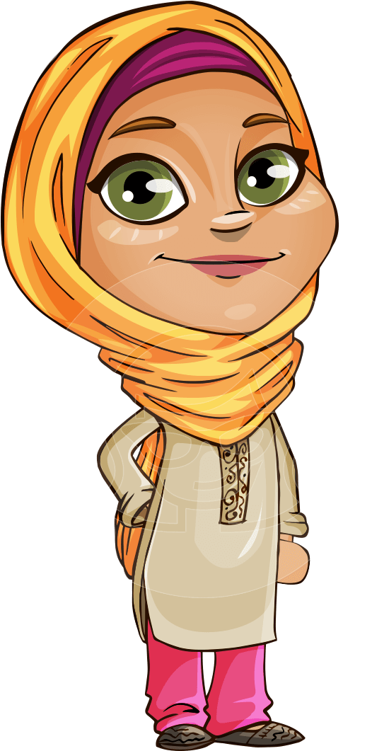 Nasira The Caring Arabic Girl - Vector Character Islam Png (957x1060), Png Download