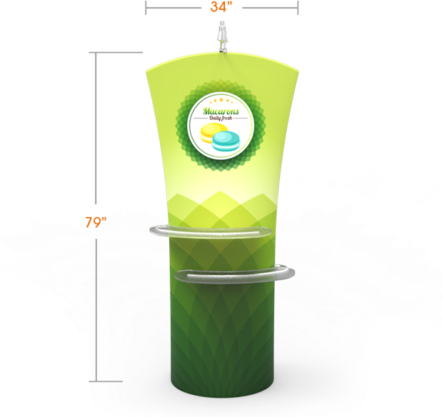 Curved Top Tension Fabric Banner Stand With Arm Shelves - Shelf (800x600), Png Download