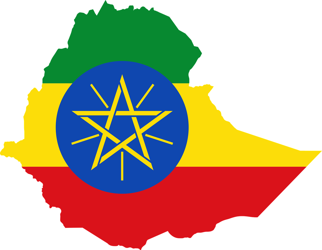 Ethiopia Hints At Visa-free Entry For All Africans - Ethiopia Flag Map (1280x994), Png Download