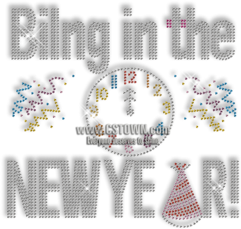 Custom Sparkling Bilng In The New Year Clock Rhinestone - Needlework (450x450), Png Download
