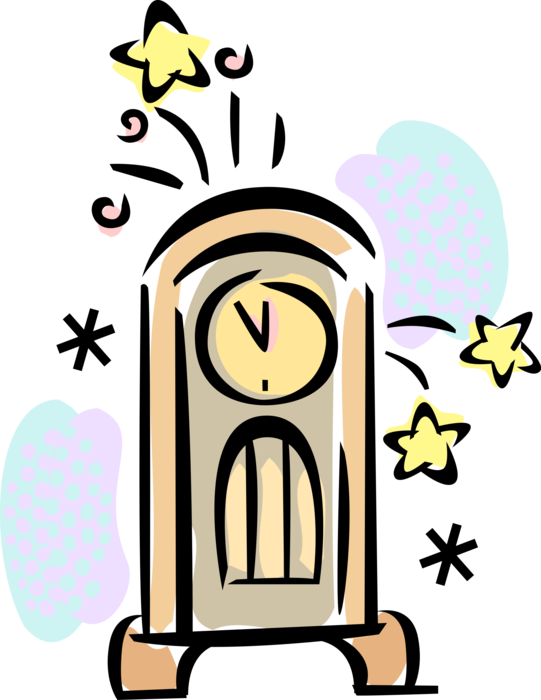 Vector Illustration Of Grandfather Clock Rings In New (541x700), Png Download