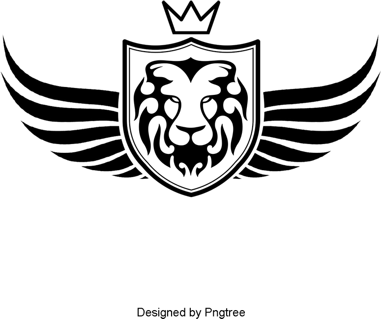 Lion's Head Black Lines, Lion's Head, Black, Tattoo - Emblem (800x800), Png Download