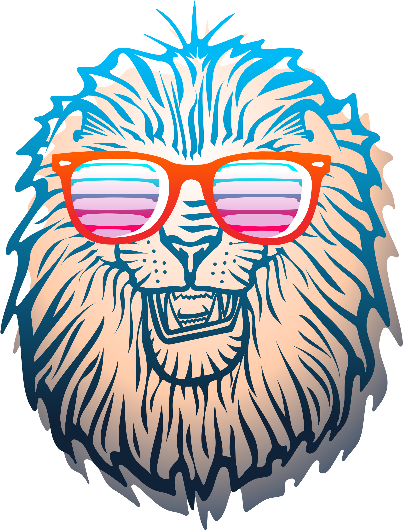 Big Image - Lion With Sunglasses Svg (1869x2400), Png Download