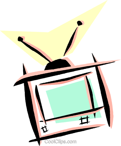 Television With Rabbit Ears Royalty Free Vector Clip (397x480), Png Download