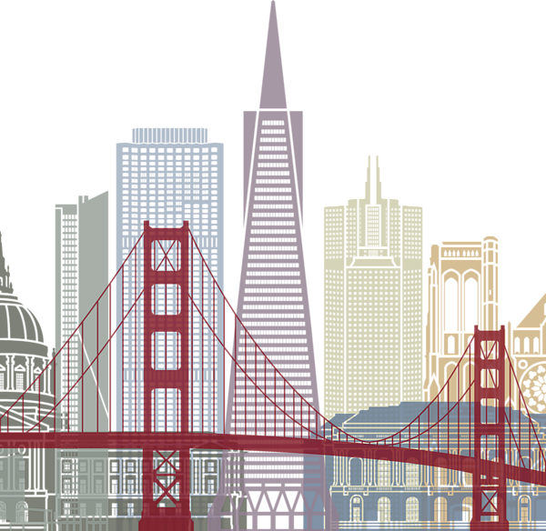 Painting San Francisco Skyline - San Francisco Skyline Poster (600x584), Png Download