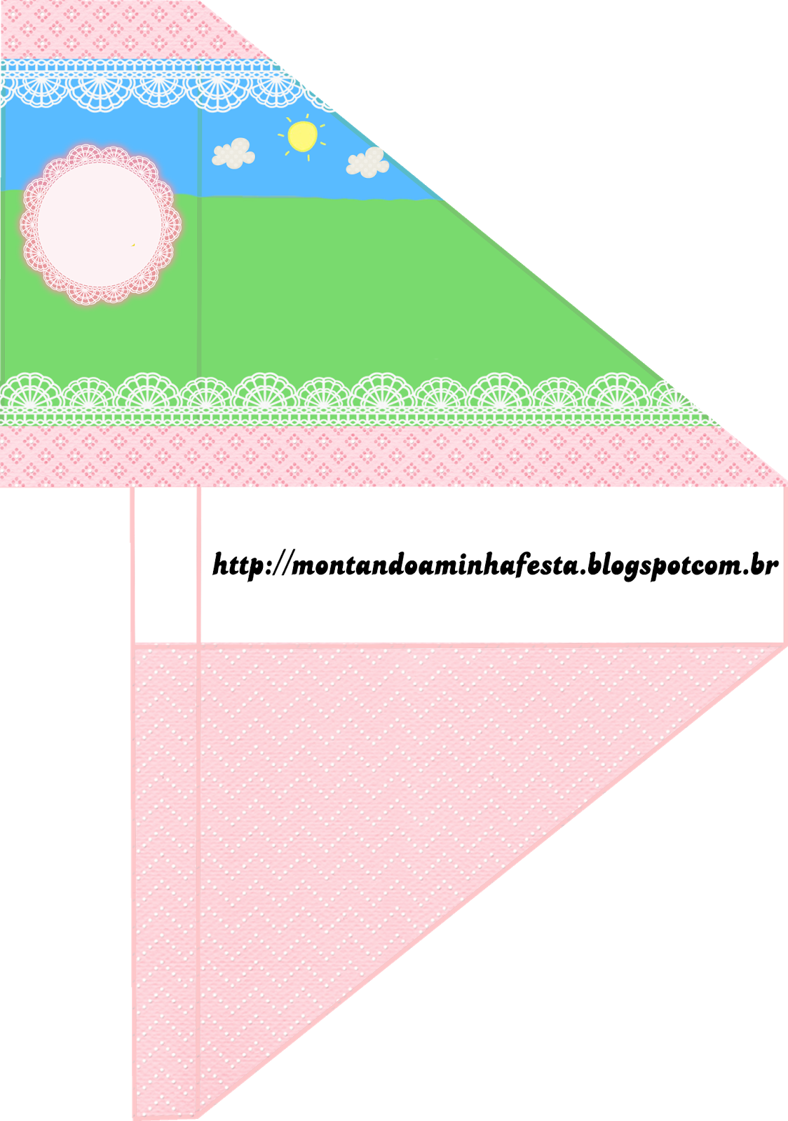 Country Field With Pink Lace Free Printable Napkin - Porta Guardanapo Peppa Pig (1124x1600), Png Download