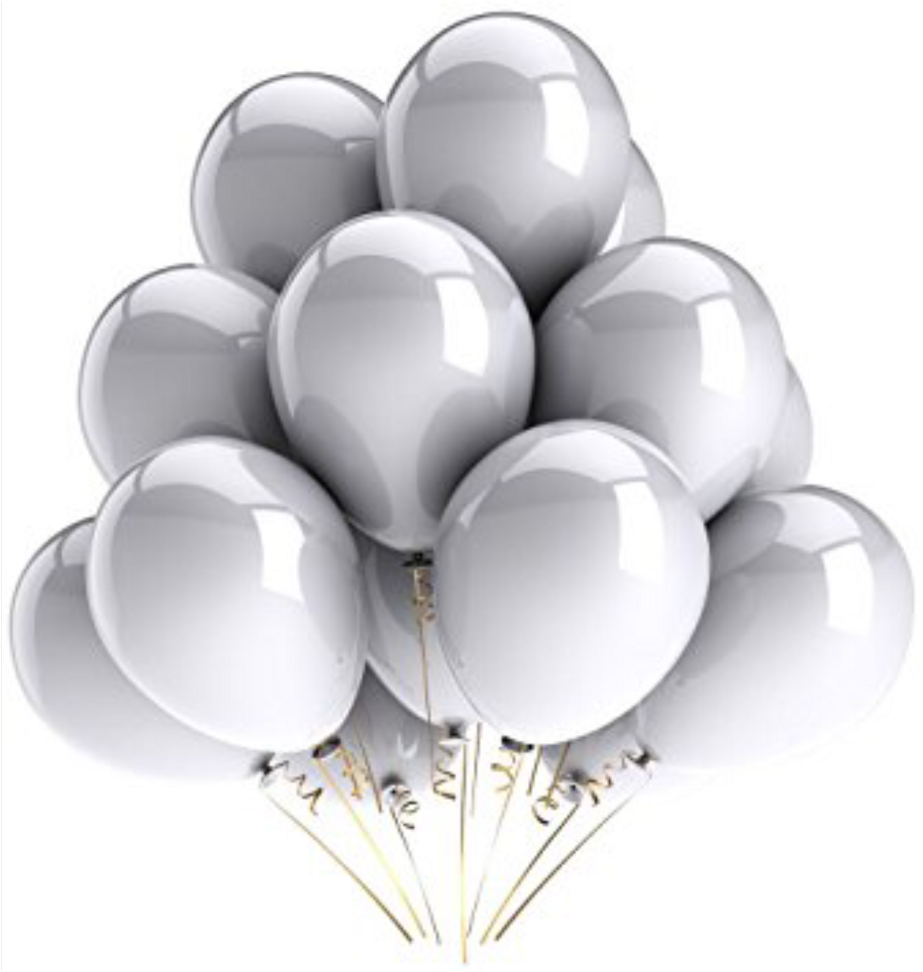 Ftestickers Silver Latex Balloons Freetoedit - White Happy Birthday Balloons (1024x1024), Png Download