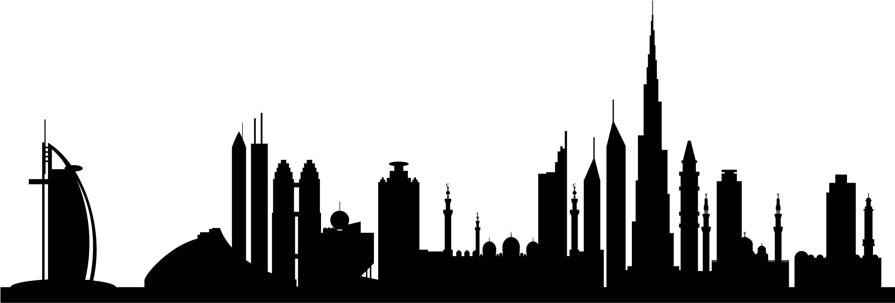 Tramitar Visados Para India, Cuba Y Otros Países - Dubai Skyline Silhouette Png (2907x1099), Png Download