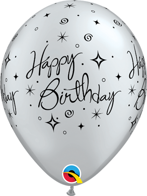 Black And Silver Birthday Latex Balloons Uk (300x400), Png Download