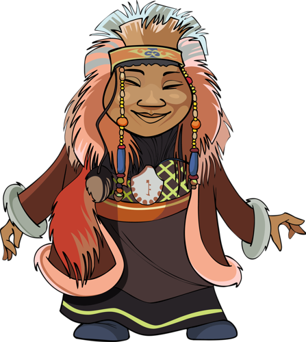Cartoon Man With A Woman Of The Far North In The National - Vestir Se Desenhos Animados (447x500), Png Download