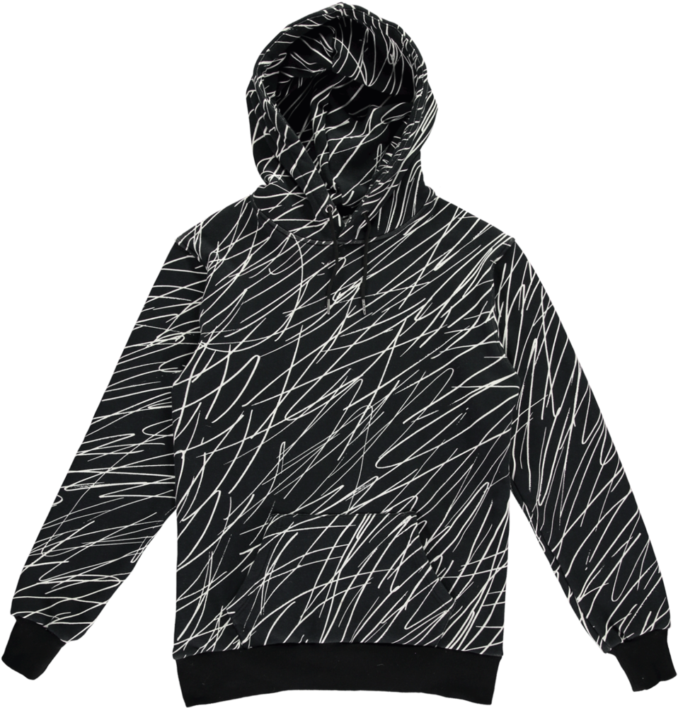 Scribble Hoodie Black - Hoodie (1024x1129), Png Download