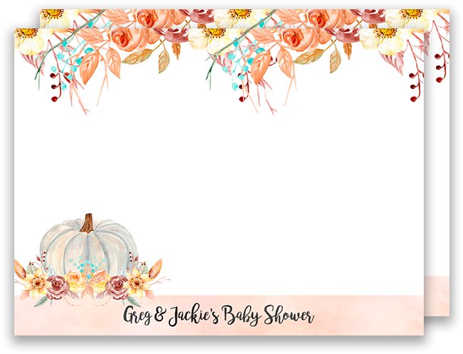 Fall Pumpkin Blue And Orange Floral Baby Shower Name - Blue (819x1024), Png Download