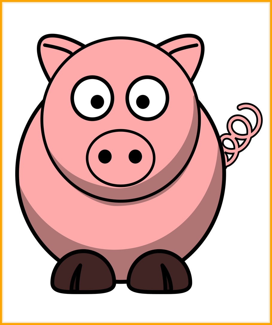Unbelievable Fat Pig Clipart For Cute Face Outline - Imagenes De Un Marrano Animado (908x1085), Png Download