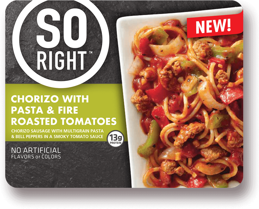 Chorizo With Pasta & Fire Roasted Tomato - So Right Teriyaki Meatballs With Mashed Potatoes 9 (843x681), Png Download