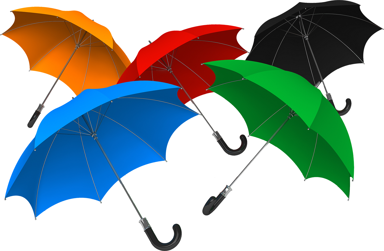 Umbrellas - Five Umbrellas Clipart (1500x982), Png Download