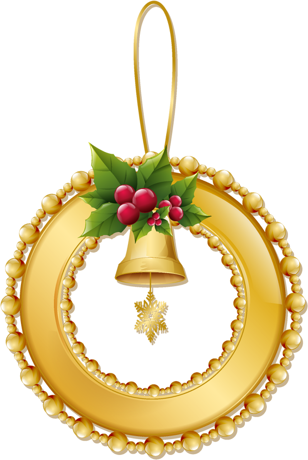 Gold Christmas Wreath Clipart (638x960), Png Download
