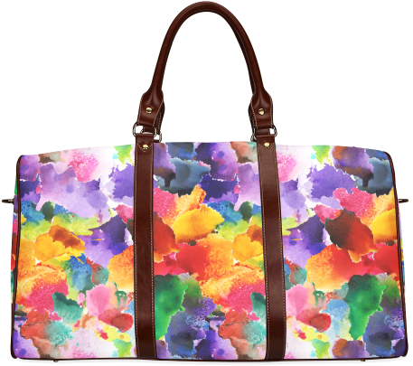 Vibrant Flower Watercolor Waterproof Travel Bag/small - Interestprint Custom Sea Turtle Travel Bag /duffel (500x500), Png Download