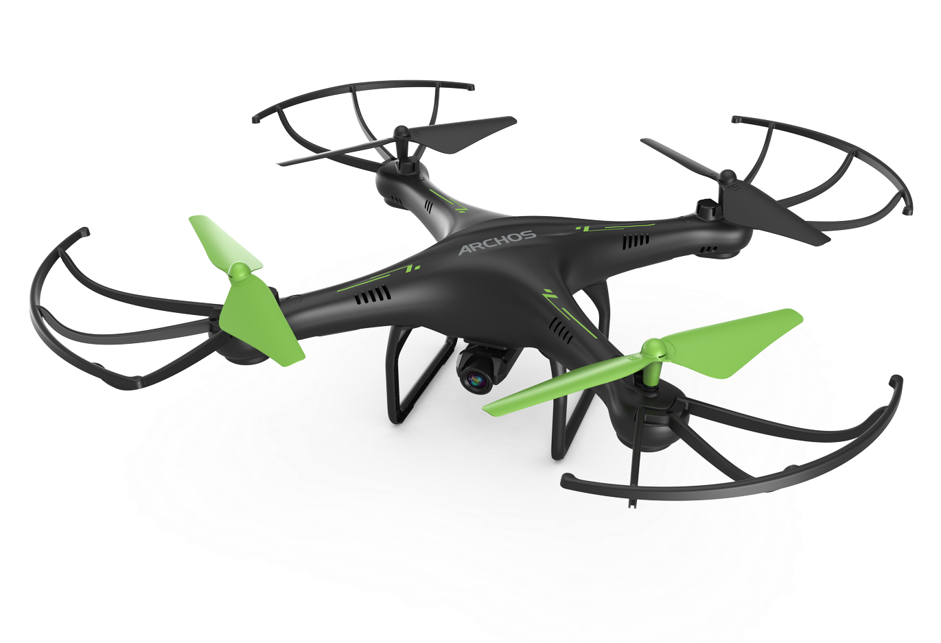 Created With Raphaël - Archos Drone With Controller - Black & Green (1370x1000), Png Download