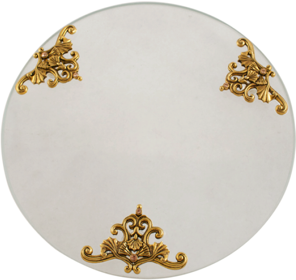 Quest Collections Gold Filigree & Glass Tray - Gold Filigree & Glass Tray (635x588), Png Download