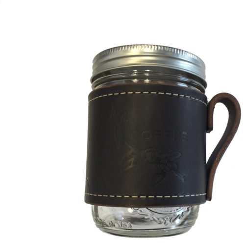 Leather Cross Stitch Mason Jar - Cup (600x568), Png Download