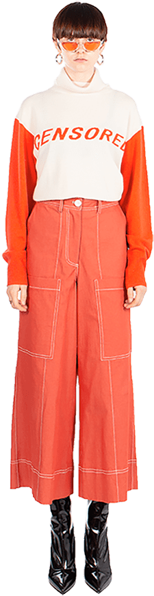 Orange Wool "censored" Sweater (910x910), Png Download