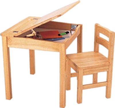 Pintoy Natural Wooden Desk And Chair (400x400), Png Download
