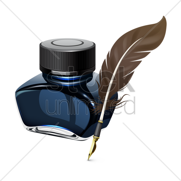 Pen And Ink Bottle Png Transparent Pen And Ink Bottle - Ink Bottle And Pen (600x600), Png Download