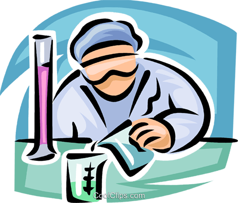 Scientist Pouring Liquid Into A Beaker Royalty Free - Cartoon Scientist Pouring Liquid (480x410), Png Download