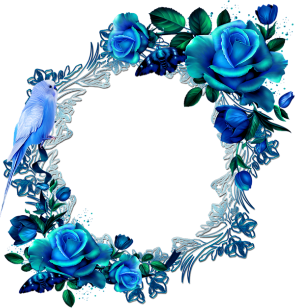 Paper Frames, Blue Flowers, Flower Art, Floral Prints, - Rose Flowers Corner Png (600x628), Png Download