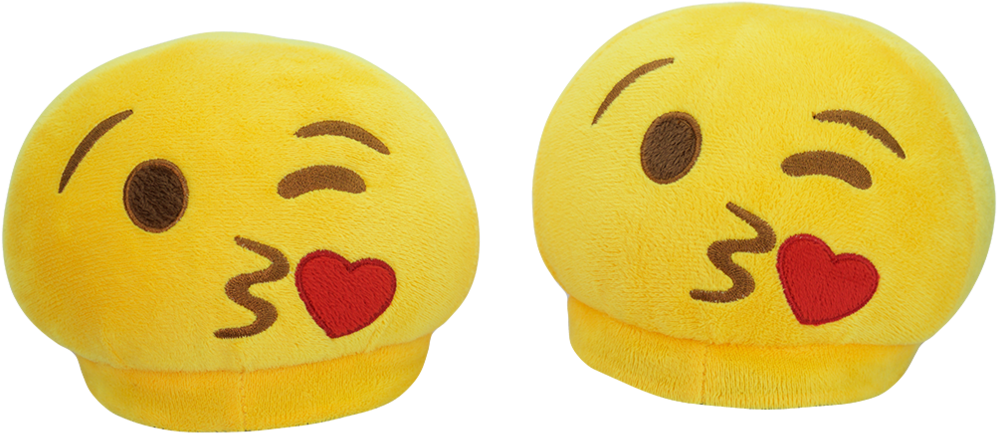 Emoji Slippers - Kissy Face - Plushmoji Kissy Face Emoji Slippers (large) (1024x628), Png Download
