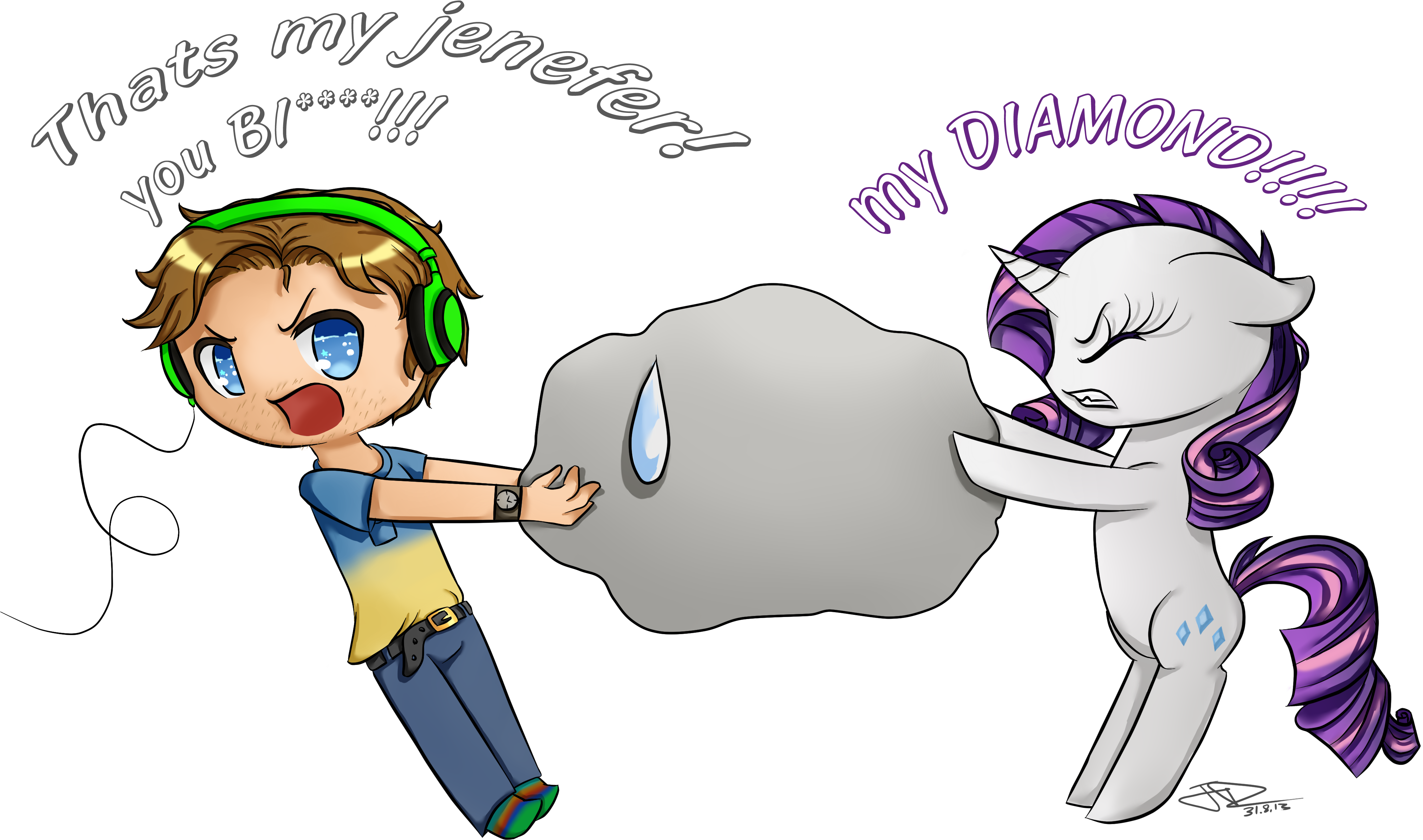 Artist Julia D Censored Headphones Human - Pewdiepie Vs My Little Pony (4328x3121), Png Download