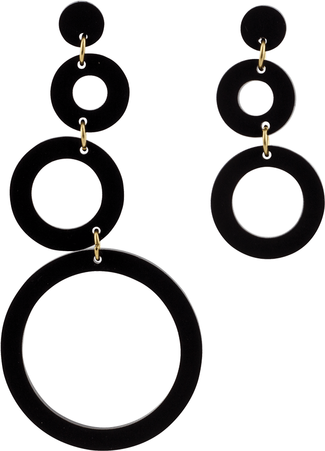 Asymmetric Circles Black - Earring (1000x1000), Png Download
