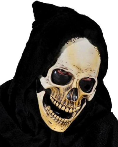 Grim Reaper Mask With Hood - Hooded Skeleton Mask - Costume Accessories Masks Halloween (400x500), Png Download
