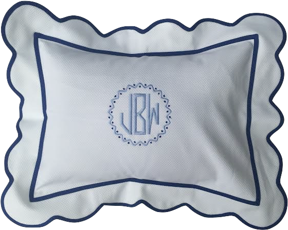 Monogrammed Pique Scalloped Boudoir Pillow (621x621), Png Download