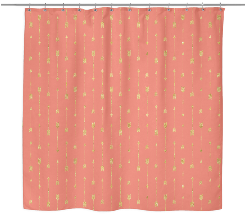 Gold Arrow Pattern Shower Curtain - Polka Dot (480x480), Png Download